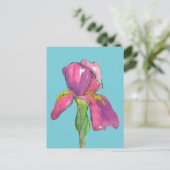 Türkisfarbene Rosa-Iris-Blume Postkarte (Stehend Vorderseite)