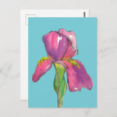 Türkisfarbene Rosa-Iris-Blume Postkarte (Vorne/Hinten)