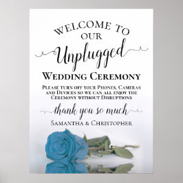 Türkisfarbene Rose Chic Unplugged Wedding Zeremoni Poster