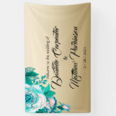 Türkisfarbene Rose Golden Deluxe Banner (Vertikal)