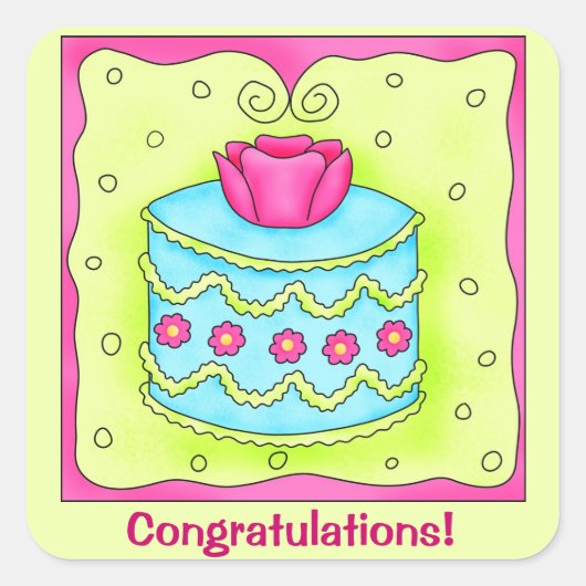 Türkisfarbene Rose - kundenspezifische Glückwünsch Quadratischer Aufkleber (Vorderseite)