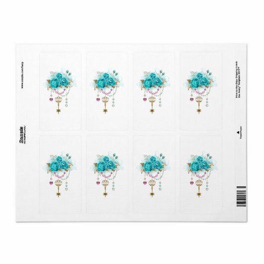 Türkisfarbene Rose mit Tasten (Vorne)