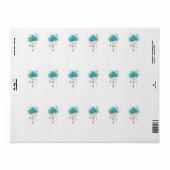 Türkisfarbene Rose mit Tasten Adressaufkleber (Vorne)