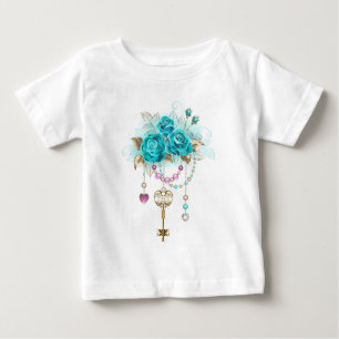 Türkisfarbene Rose mit Tasten Baby T-shirt
