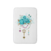 Türkisfarbene Rose mit Tasten Badematte (Vorderseite Vertikal)