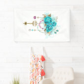 Türkisfarbene Rose mit Tasten Banner (Insitu)