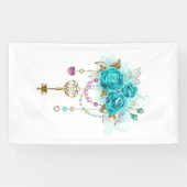 Türkisfarbene Rose mit Tasten Banner (Horizontal)