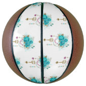 Türkisfarbene Rose mit Tasten Basketball (Vertikal)