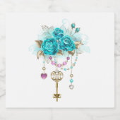 Türkisfarbene Rose mit Tasten Bierflaschenetikett (Einzelnes Label)