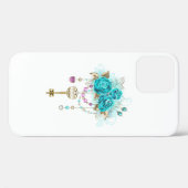 Türkisfarbene Rose mit Tasten Case-Mate iPhone Hülle (Rückseite (Horizontal))