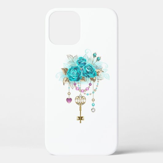 Türkisfarbene Rose mit Tasten Case-Mate iPhone Hülle (Rückseite)