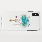 Türkisfarbene Rose mit Tasten Case-Mate iPhone Hülle (Rückseite (Horizontal))