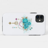 Türkisfarbene Rose mit Tasten Case-Mate iPhone Hülle (Rückseite (Horizontal))