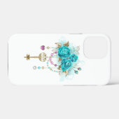 Türkisfarbene Rose mit Tasten Case-Mate iPhone Hülle (Rückseite (Horizontal))