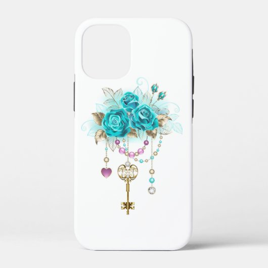 Türkisfarbene Rose mit Tasten Case-Mate iPhone Hülle (Rückseite)