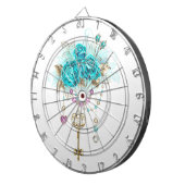 Türkisfarbene Rose mit Tasten Dartscheibe (Vorderseite rechts)