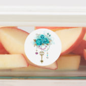 Türkisfarbene Rose mit Tasten Etiketten (Befestigt)