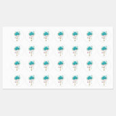 Türkisfarbene Rose mit Tasten Etiketten (Blatt)