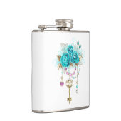 Türkisfarbene Rose mit Tasten Flachmann (Rechts)