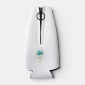 Türkisfarbene Rose mit Tasten Flaschenkühler (Rückseite)