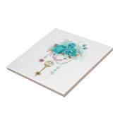 Türkisfarbene Rose mit Tasten Fliese (Seite)