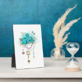 Türkisfarbene Rose mit Tasten Fotoplatte (Seite)