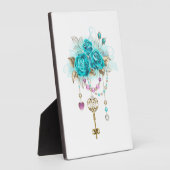 Türkisfarbene Rose mit Tasten Fotoplatte (Seite)