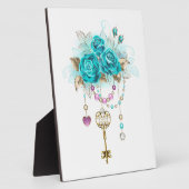 Türkisfarbene Rose mit Tasten Fotoplatte (Seite)