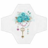 Türkisfarbene Rose mit Tasten Fußball (Flach)