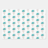 Türkisfarbene Rose mit Tasten Geschenkpapier Set (Vorderseite 3)