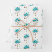Türkisfarbene Rose mit Tasten Geschenkpapier Set (Beispiel)