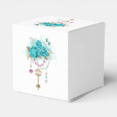 Türkisfarbene Rose mit Tasten Geschenkschachtel (Rückseite)
