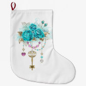 Türkisfarbene Rose mit Tasten Großer Weihnachtsstrumpf (Vorderseite)