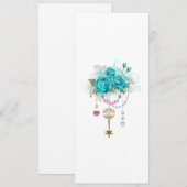 Türkisfarbene Rose mit Tasten Hinweiskarte (Vorne/Hinten)