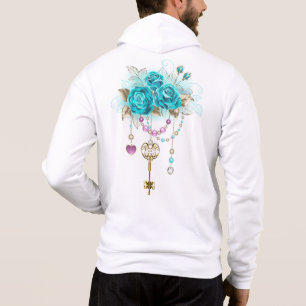 Türkisfarbene Rose mit Tasten Hoodie