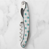 Türkisfarbene Rose mit Tasten Kellnermesser (Vorderseite)