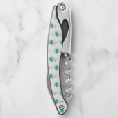 Türkisfarbene Rose mit Tasten Kellnermesser (Rückseite)