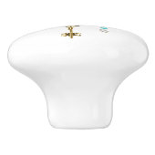 Türkisfarbene Rose mit Tasten Keramikknauf (Seitenansicht)