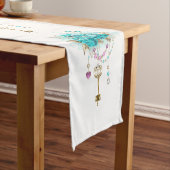 Türkisfarbene Rose mit Tasten Kurzer Tischläufer (Beispiel)