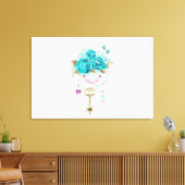 Türkisfarbene Rose mit Tasten Leinwanddruck (Insitu (Wohnzimmer))