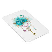 Türkisfarbene Rose mit Tasten Magnet (Rechte Seite)