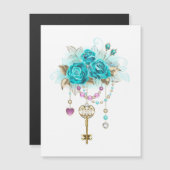 Türkisfarbene Rose mit Tasten Magneteinladung (Vorne/Hinten)