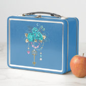 Türkisfarbene Rose mit Tasten Metall Brotdose (Beispiel)