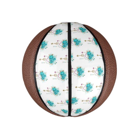 Türkisfarbene Rose mit Tasten Mini Basketball (Vertikal)