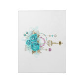 Türkisfarbene Rose mit Tasten Notizblock (Rotiert)