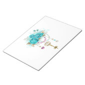 Türkisfarbene Rose mit Tasten Notizblock (angewinkelt)