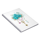 Türkisfarbene Rose mit Tasten Notizblock (Rechte Seite)