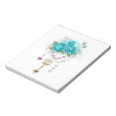 Türkisfarbene Rose mit Tasten Notizblock (Rotiert)