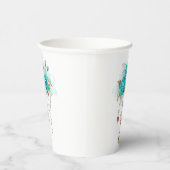 Türkisfarbene Rose mit Tasten Pappbecher (Rechts)