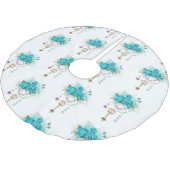 Türkisfarbene Rose mit Tasten Polyester Weihnachtsbaumdecke (Schrägansicht)